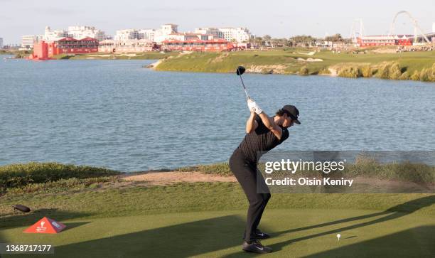 Thomas Pieters of Belgium during Day Four of the Abu Dhabi HSBC Championship at Yas Links Golf Course on January 23, 2022 in Abu Dhabi, United Arab...