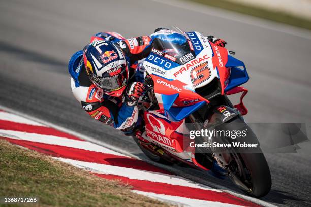 Johann Zarco of France and Pramac Racing rides during the MotoGP Pre-Season IRTA-Test at Sepang International Circuit on February 05, 2022 in Sepang,...