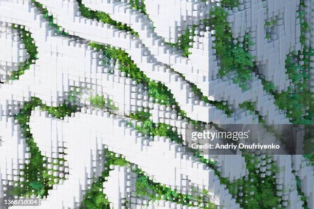 futuristic organic cubic shape - idyllic harmony stock pictures, royalty-free photos & images