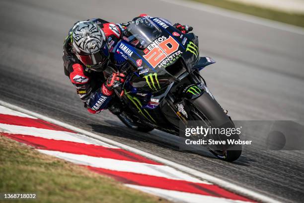 Fabio Quartararo of France and Monster Energy Yamaha MotoGP rides during the MotoGP Pre-Season IRTA-Test at Sepang International Circuit on February...