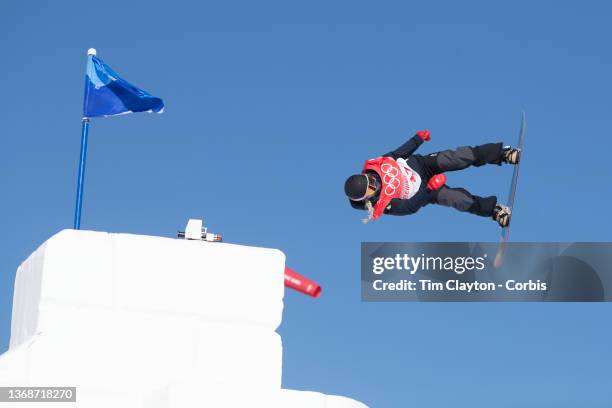 February 05: Katie Ormerod of Great Britain in action during the Snowboard Slopestyle qualification for women at Genting Snow Park during the Winter...