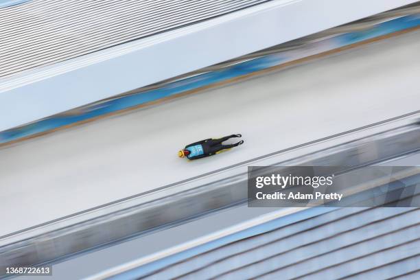 Julia Taubitz of Team Germany slides during Women's Singles training on day one of the Beijing 2022 Winter Olympic Games at National Sliding Centre...