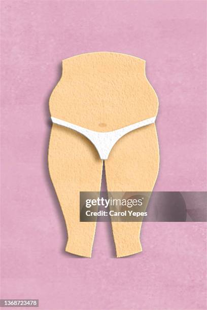 paper cut work fat person in pink background - reproductive organ stock-fotos und bilder