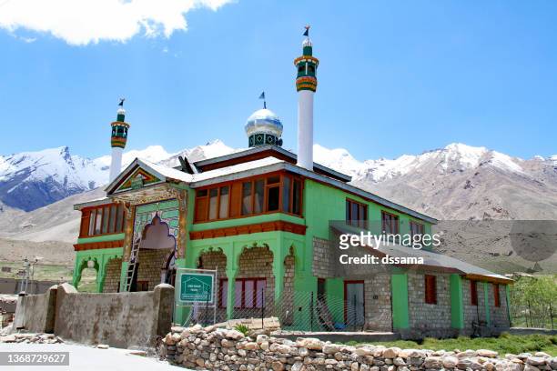 padum mosque in padum town in zanskar valley india - zanskar stock pictures, royalty-free photos & images