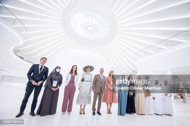 King Philippe and Queen Mathilde of Belgium attend the Belgium National Day at the Dubai Expo 2020 on February 5, 2022 in Dubai, United Arab...