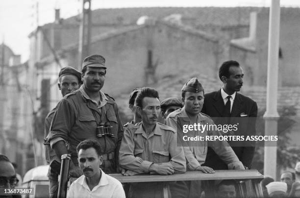 Houari Boumediene, leader of the ALN , leads his troops on September 4, 1962 in Algiers, Algeria.