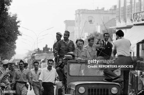 Houari Boumediene, leader of the ALN , leads his troops on September 4, 1962 in Algiers, Algeria.