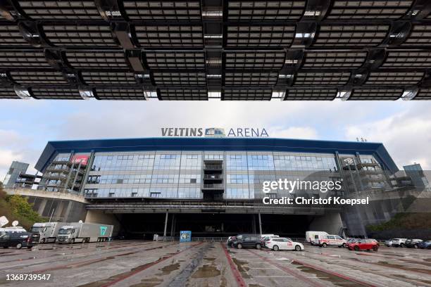 General view of the of the Velöins Arena with grass heaters prior to the Second Bundesliga match between FC Schalke 04 and SSV Jahn Regensburg at...