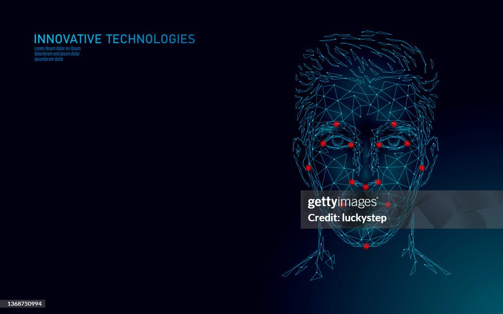 Humua Biometric Low Poly Male Human Face Biometric Identification Recognition System ...