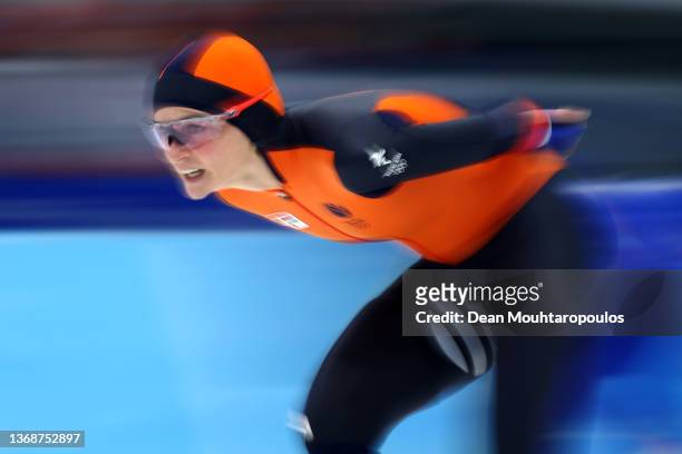 Irene Schouten of Team Netherlands skates during the Women's 3000m on day one of the Beijing 2022 Winter Olympic Games at National Speed Skating Oval...