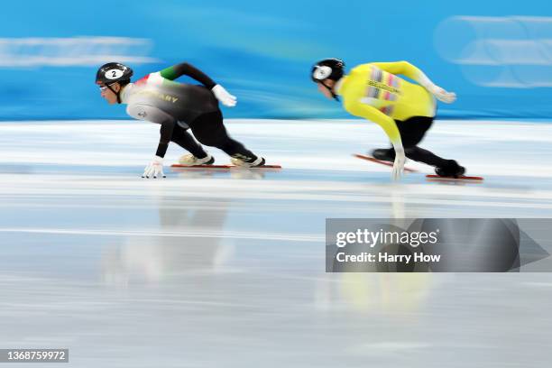 Shaolin Sandor Liu of Team Hungary competes during the Men's 1000m Heats on day one of the Beijing 2022 Winter Olympic Games at Capital Indoor...