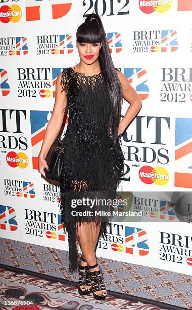 Sarah Jane Crawford attends the shortlist announcement of The BRIT Awards 2012 at The Savoy Hotel on January 12, 2012 in London, England.