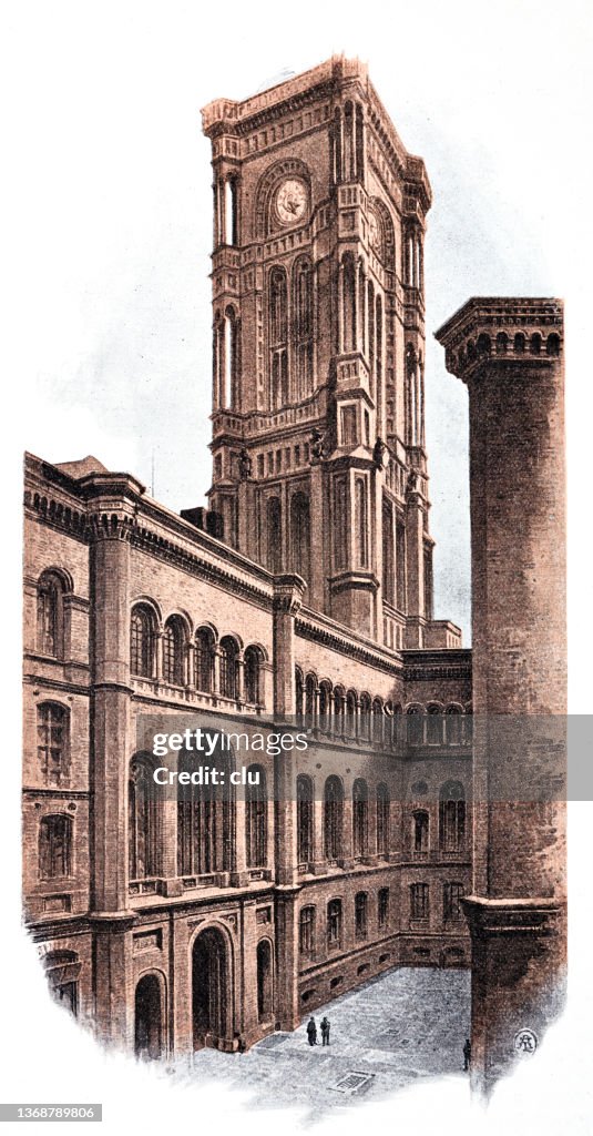 Berlin town hall, tower and courtyard