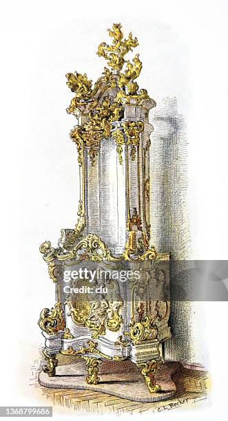 furnace with gilded decorations from 1750, from the rhineland - smelting cartoon stock illustrations
