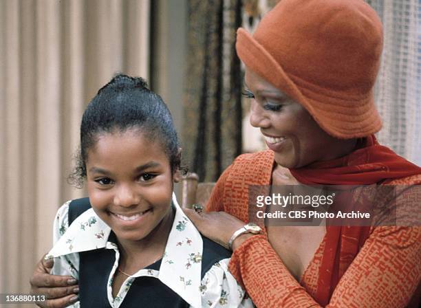Actresses Janet Jackson and Ja'net Dubois appear in a scene from the CBS television comedy series "GOOD TIMES" in 1974 in Los Angeles, CA.