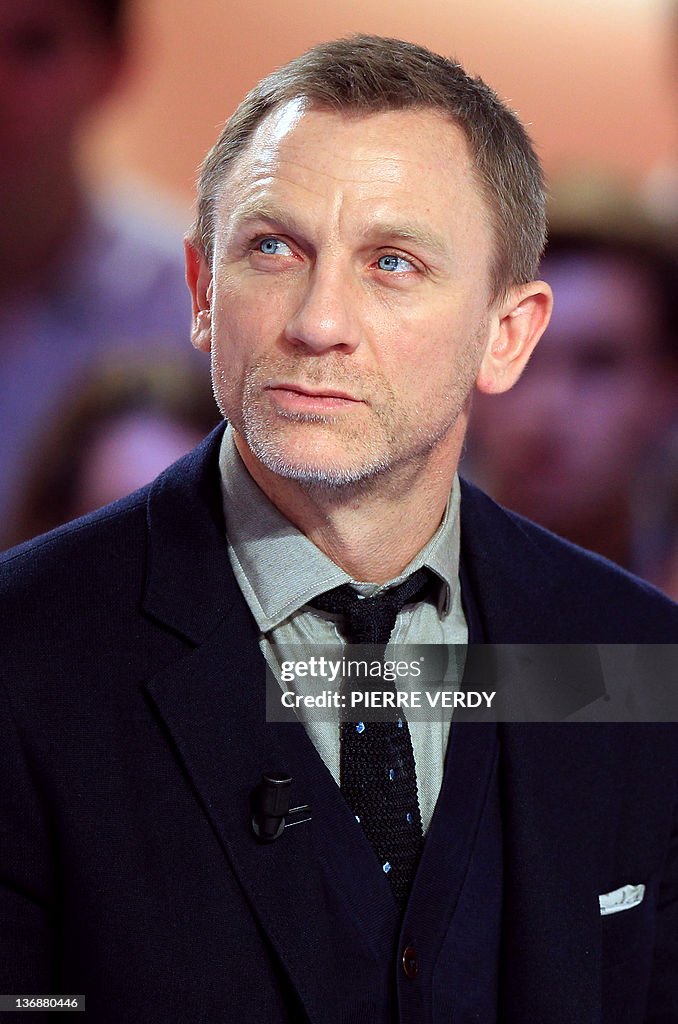 British actor Daniel Craig takes part in a TV broadcast show
