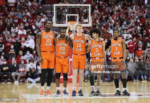 The Illinois Fighting Illini against the Indiana Hoosiers at Simon Skjodt Assembly Hall on February 05, 2022 in Bloomington, Indiana.