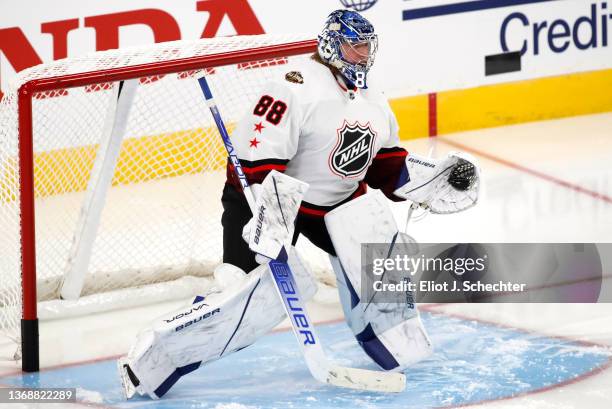 Andrei Vasilevskiy of the Tampa Bay Lightning of the Atlantic Division the 2022 NHL All-Star game between the Central Division and the Atlantic...