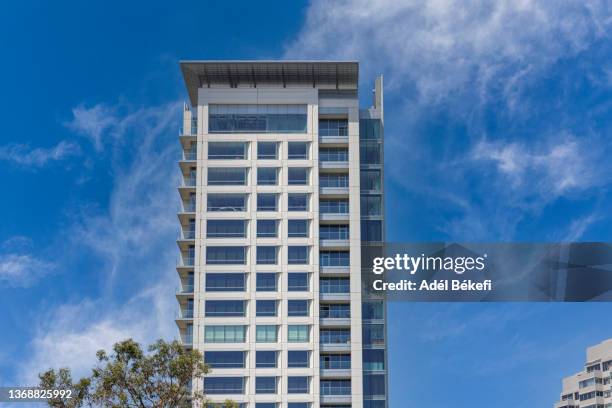 low angle view of building (los angeles, california, usa) - apartment facade stock pictures, royalty-free photos & images