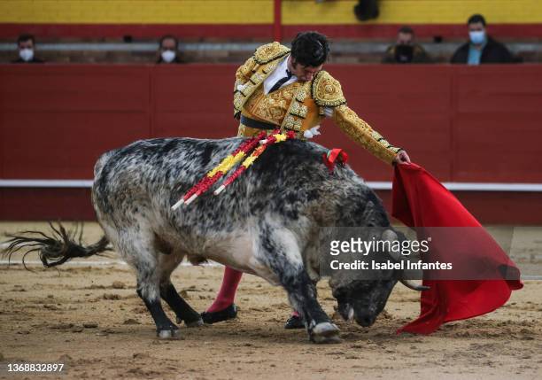 Spanish matador Morante de la Puebla is seen during a bullfight at La Candelaria bullring on February 5, 2022 in Valdemorillo, Spain.