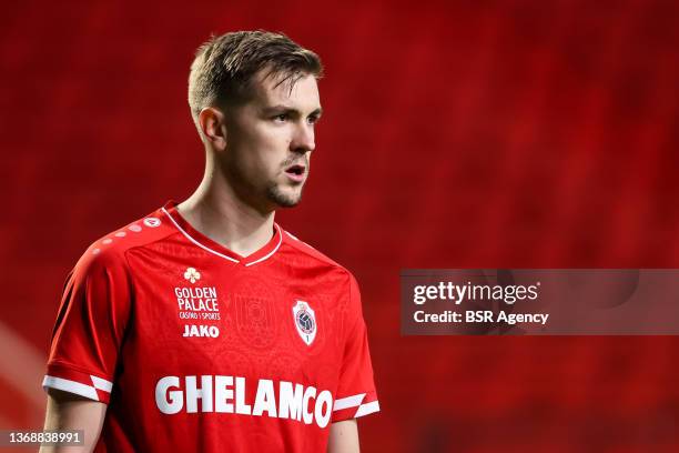 Bjorn Engels of Royal Antwerp FC during the Jupiler Pro League match between Royal Antwerp FC and Union St. Gilloise at the Bosuilstadion on February...