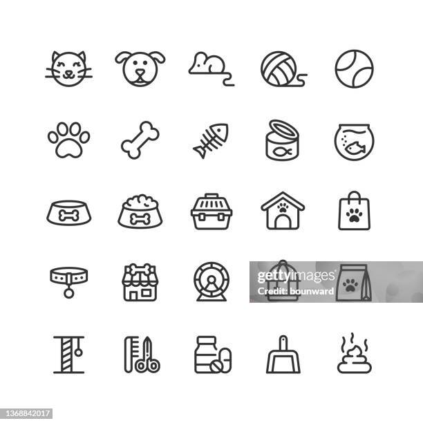 pet-liniensymbole bearbeitbarer kontur - cat icon stock-grafiken, -clipart, -cartoons und -symbole