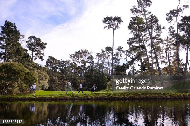 General view is seen as Nick Watney of the United States and Pat Perez of the United States walk to the 14th green during the third round of the AT&T...