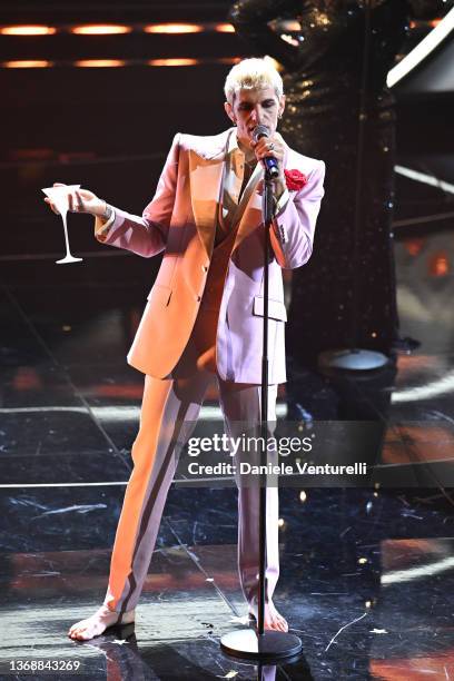 Achille Lauro attends the 72nd Sanremo Music Festival 2022 at Teatro Ariston on February 05, 2022 in Sanremo, Italy.