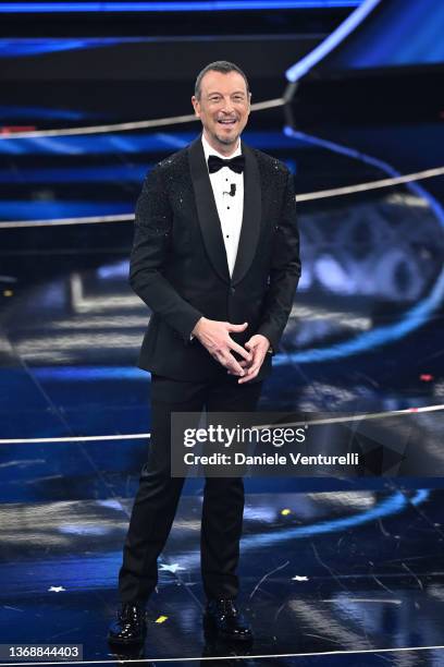 Amadeus attends the 72nd Sanremo Music Festival 2022 at Teatro Ariston on February 05, 2022 in Sanremo, Italy.