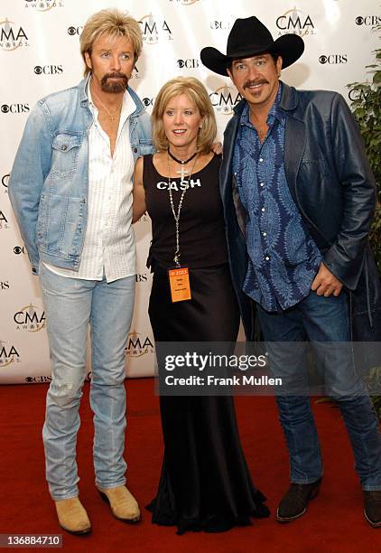 Ronnie Dunn, wife Janine Dunn, and Kix Brooks during 37th Annual CMA Awards - Arrivals at The Grand Ole Opry in Nashville, TN, United States.