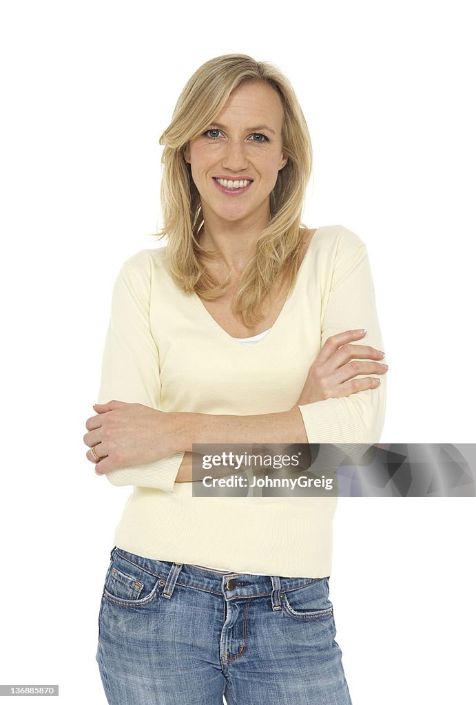 Attractive blonde mid adult woman