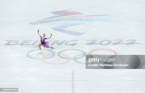 Kamila Valieva of Team ROC skates during the Women Single Skating Short Program Team Event on day two of the Beijing 2022 Winter Olympic Games at...