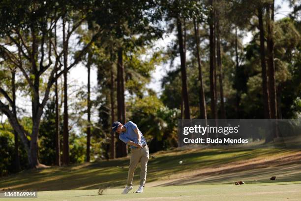 Carson Young of the United States plays a shot on the 12th hole during the third round of The Panama Championship at Panama Golf Club on February 5,...