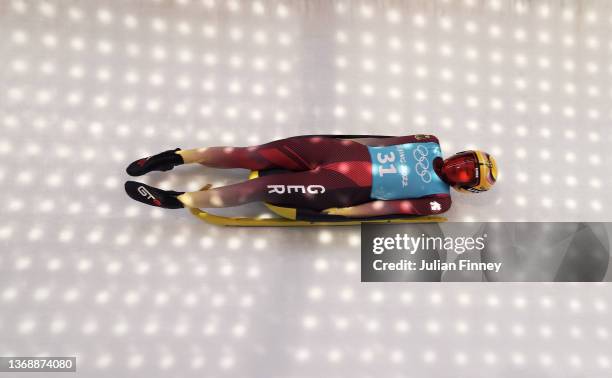 Julia Taubitz of Germany slides during the Women's Singles Luge Training Run on day two of the Beijing 2022 Winter Olympic Games at National Sliding...