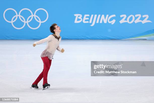 Mark Kondratiuk of Team ROC skates during the Men Single Skating Free Skating Team Event on day two of the Beijing 2022 Winter Olympic Games at...