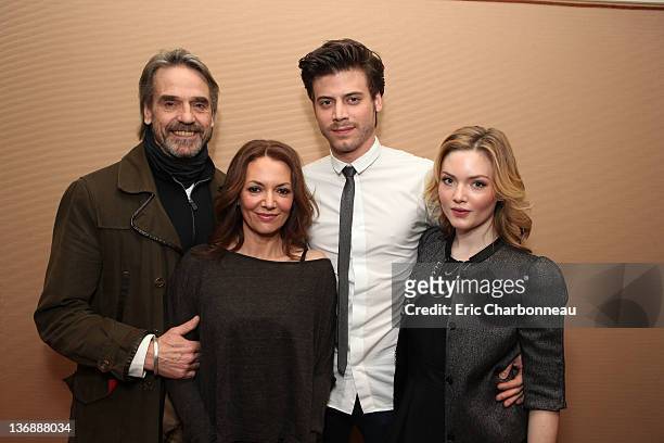 Jeremy Irons, Joanne Whalley, Francois Arnaud, and Holliday Grainger at The Langham Huntington Hotel and Spa on January 11, 2012 in Pasadena,...