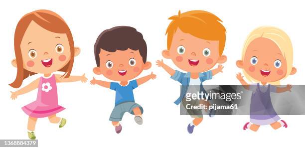 ilustrações de stock, clip art, desenhos animados e ícones de kids jumping - 8 9 anos