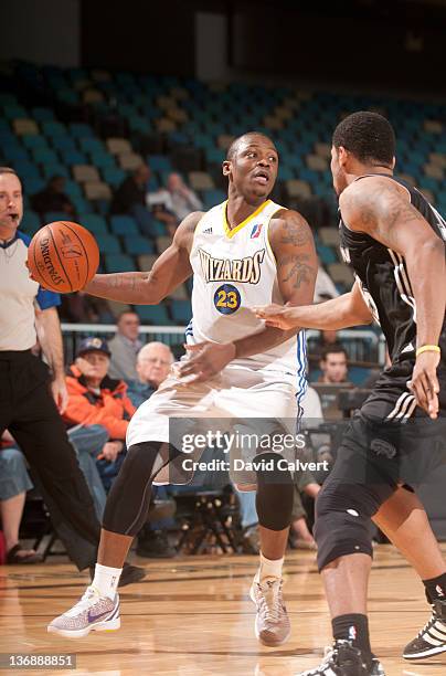 Maurice Baker of the Dakota Wizards looks to pass against the Austin Toros during the 2012 NBA D-League Showcase on January 12, 2012 at the Reno...