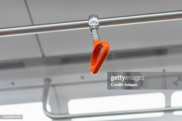 close-up of subway handrail - bus handrail stock pictures, royalty-free photos & images