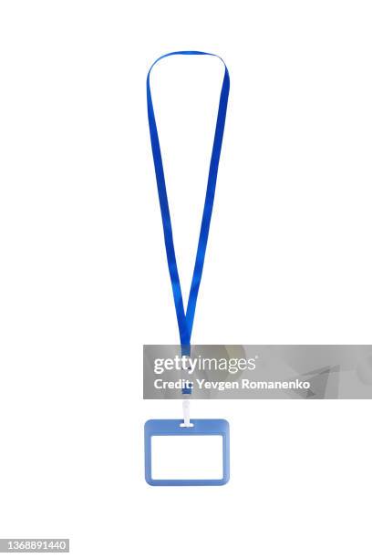 name badge on a string isolated on white background - all access events fotografías e imágenes de stock