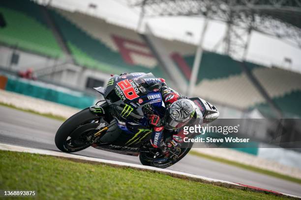 Fabio Quartararo of France and Monster Energy Yamaha MotoGP rides during the MotoGP Pre-Season IRTA-Test at Sepang International Circuit on February...