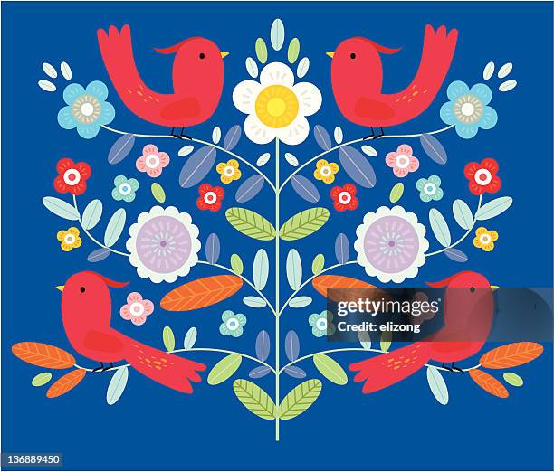 birds on tree - aviary stock illustrations