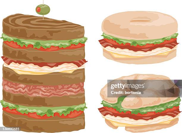 sandwiches - bagel isolated stock illustrations