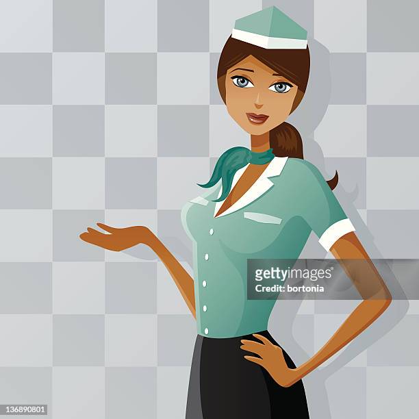 weibliche flight attendant - shawl collar stock-grafiken, -clipart, -cartoons und -symbole