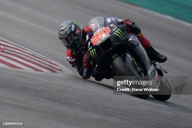 Fabio Quartararo of France and Monster Energy Yamaha MotoGP rides during the MotoGP Pre-Season IRTA-Test at Sepang International Circuit on February...