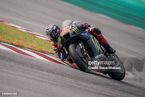 Fabio Quartararo of France and Monster Energy Yamaha MotoGP rides during the MotoGP Pre-Season IRTA-Test at Sepang International Circuit on February...