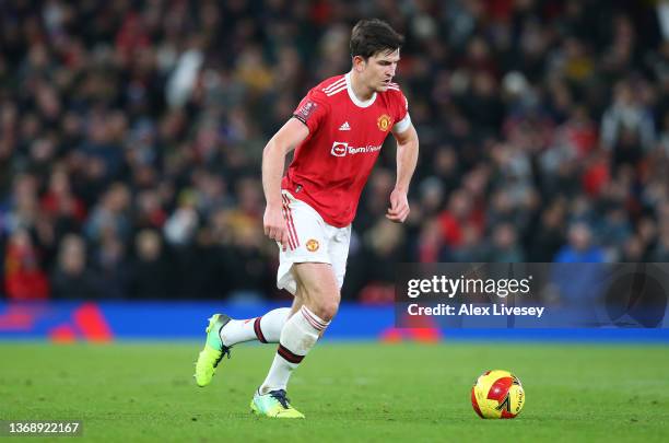 Harry Maguire of Manchester United during the Emirates FA Cup Fourth Round match between Manchester United and Middlesbrough at Old Trafford on...