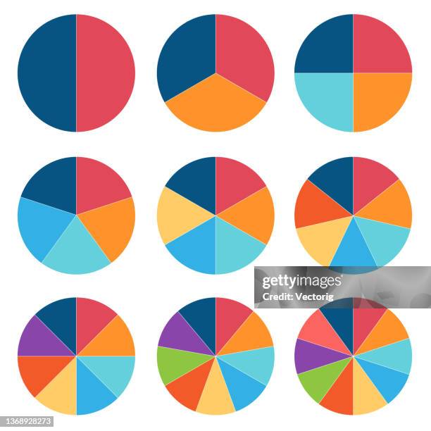 kreisdiagramm-set. bunte diagrammsammlung. - analytics logo stock-grafiken, -clipart, -cartoons und -symbole