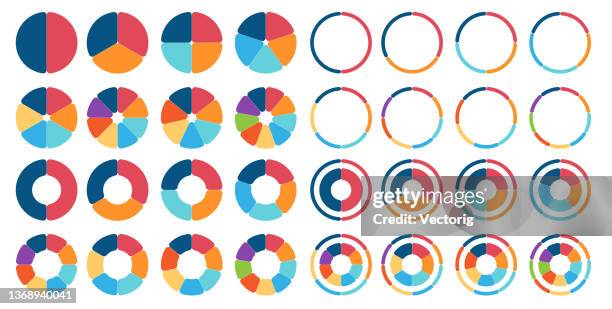 pie chart set. colorful diagram collection. - draft rounds 2 7 stock illustrations