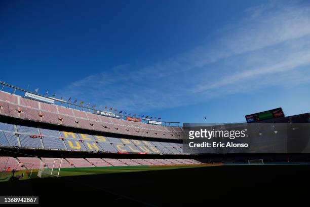 General view of the Camp Nou Stadium prior the LaLiga Santander match between FC Barcelona and Club Atletico de Madrid at Camp Nou on February 06,...